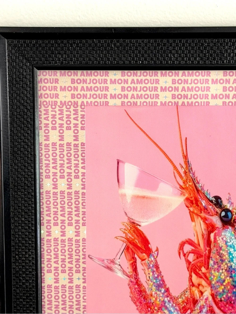 Glitter Crawfish Champagne Cocktail Sparkle Bonjour Mon Amour Canvas Print Art
